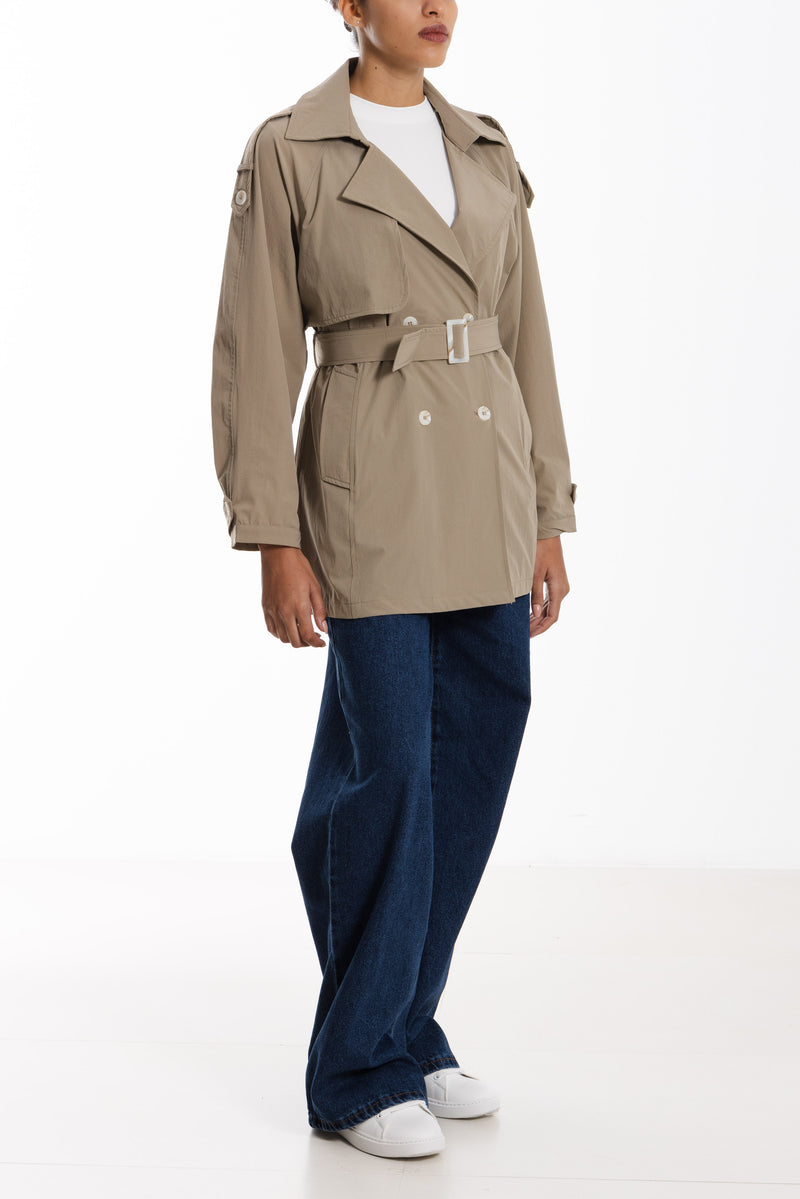 SHORT BELTED TRENCH COAT