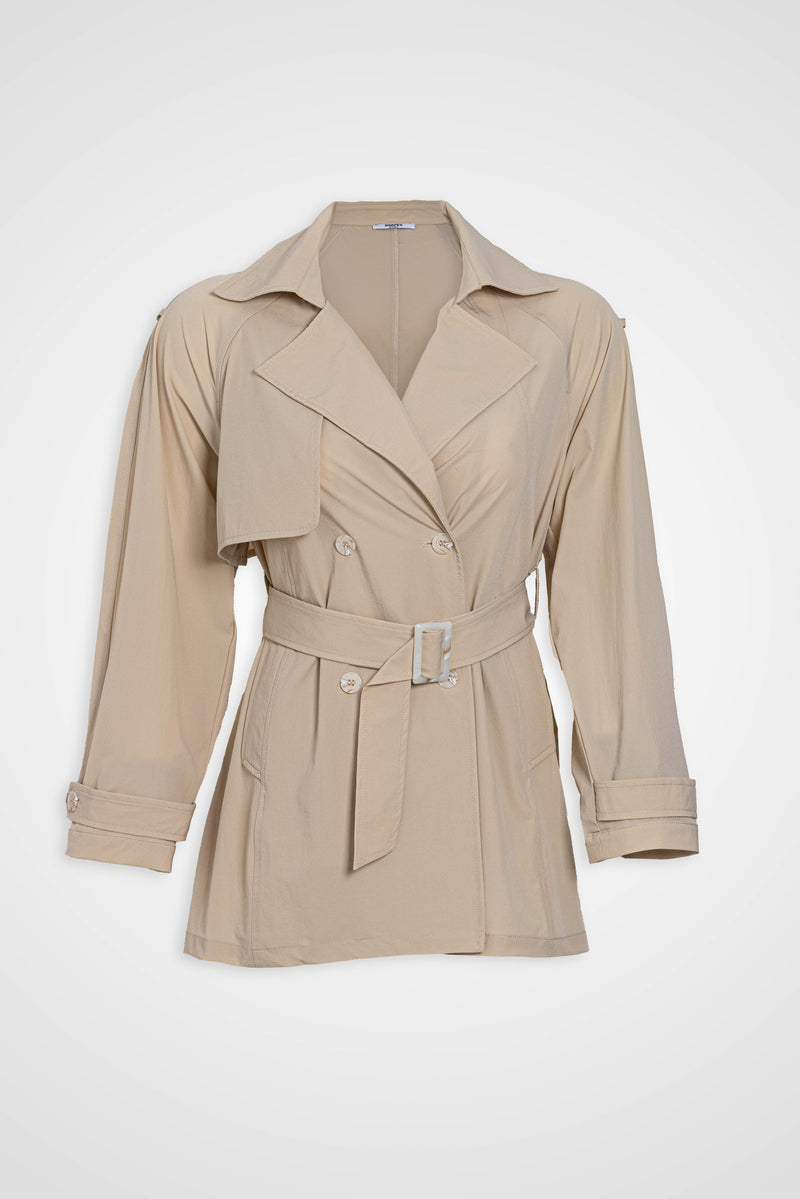 SHORT BELTED TRENCH COAT