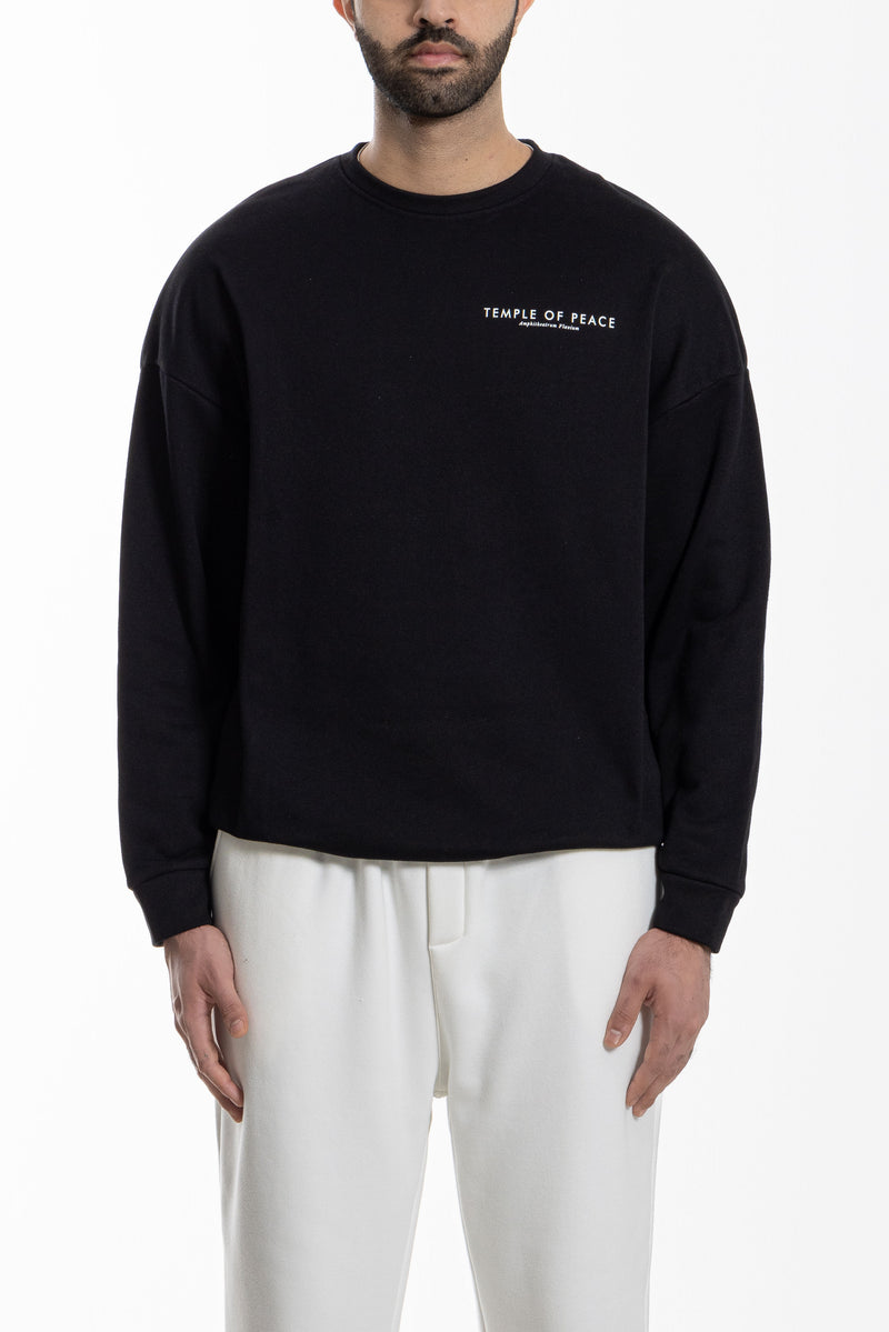 CONTRAST PRINTED TERRY SWEATSHIRT