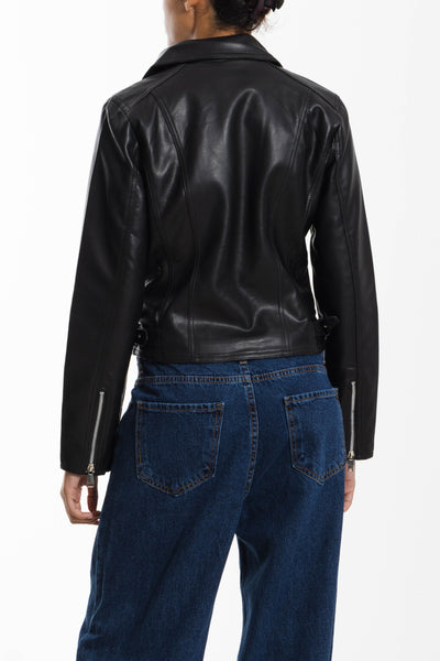 CROPPED LEATHER BIKER JACKET
