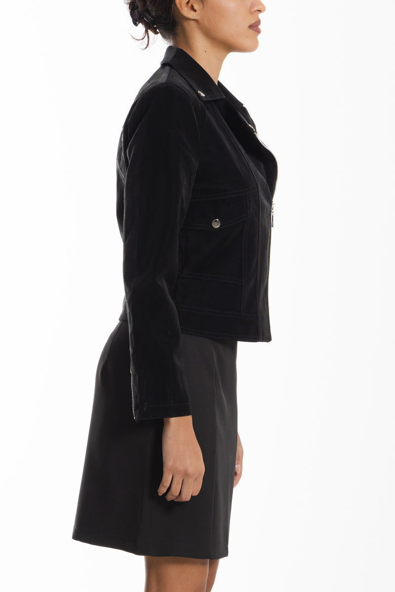 TEXTURED SUEDE CROP JACKET