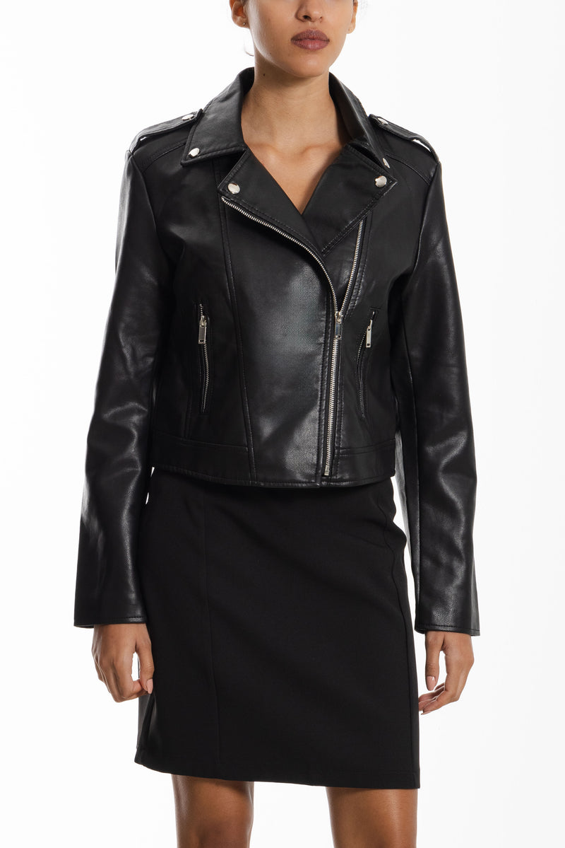FAUX LEATHER BIKER JACKET