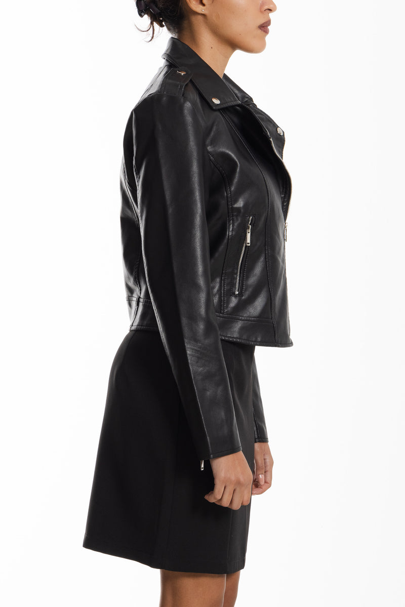 FAUX LEATHER BIKER JACKET