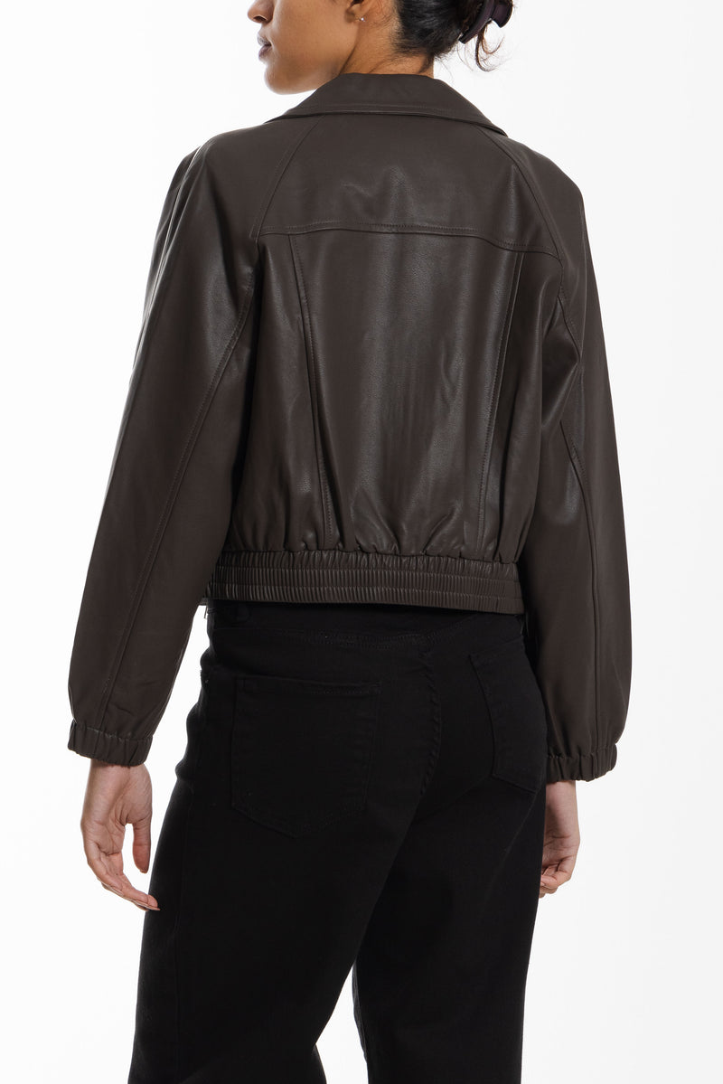 DETAILED CROP LEATHER JACKET
