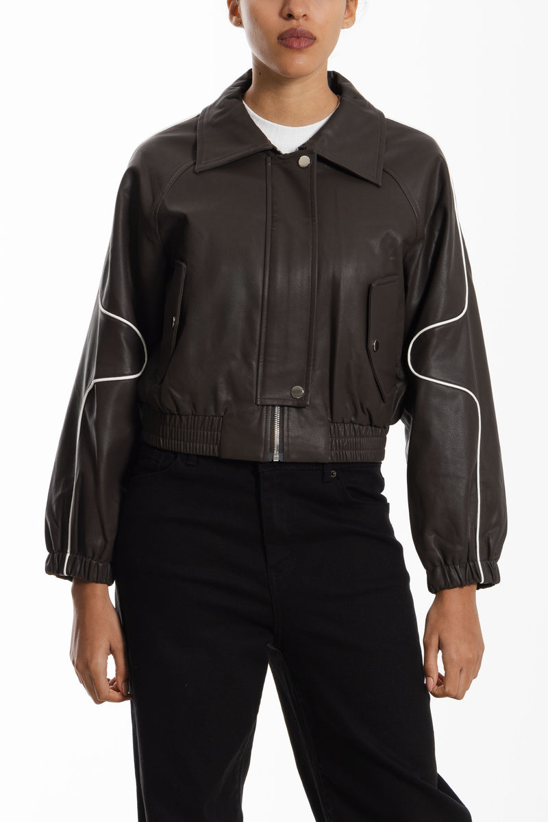 DETAILED CROP LEATHER JACKET