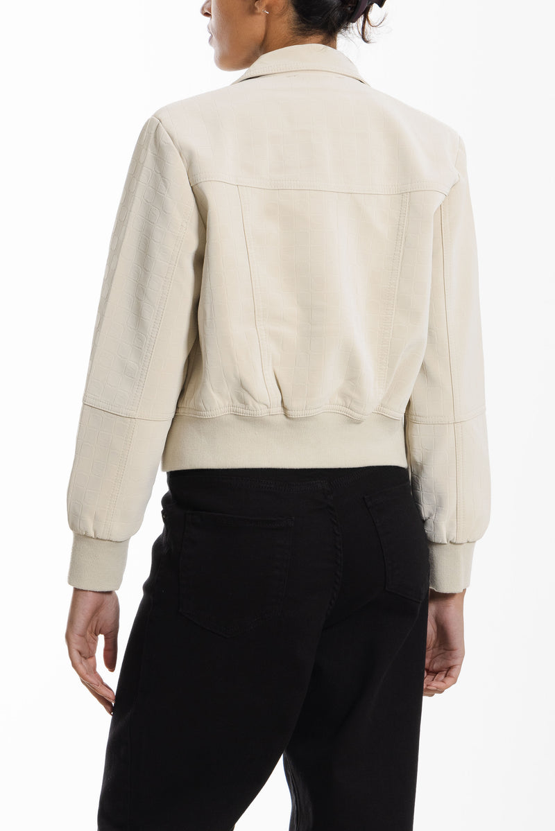 TEXTURED CROP LEATHER JACKET