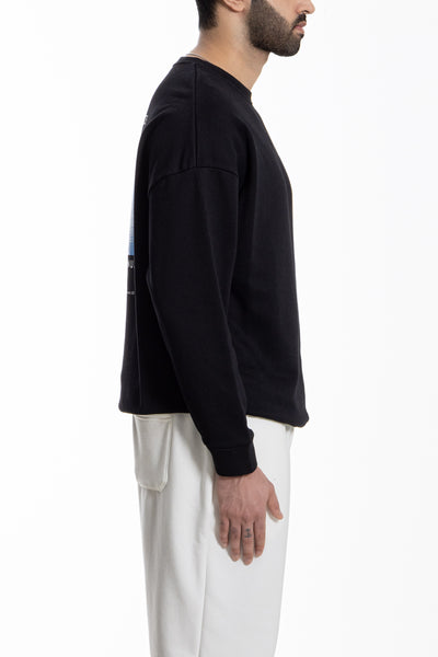 CONTRAST PRINTED TERRY SWEATSHIRT