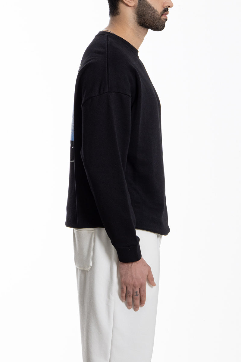 CONTRAST PRINTED TERRY SWEATSHIRT
