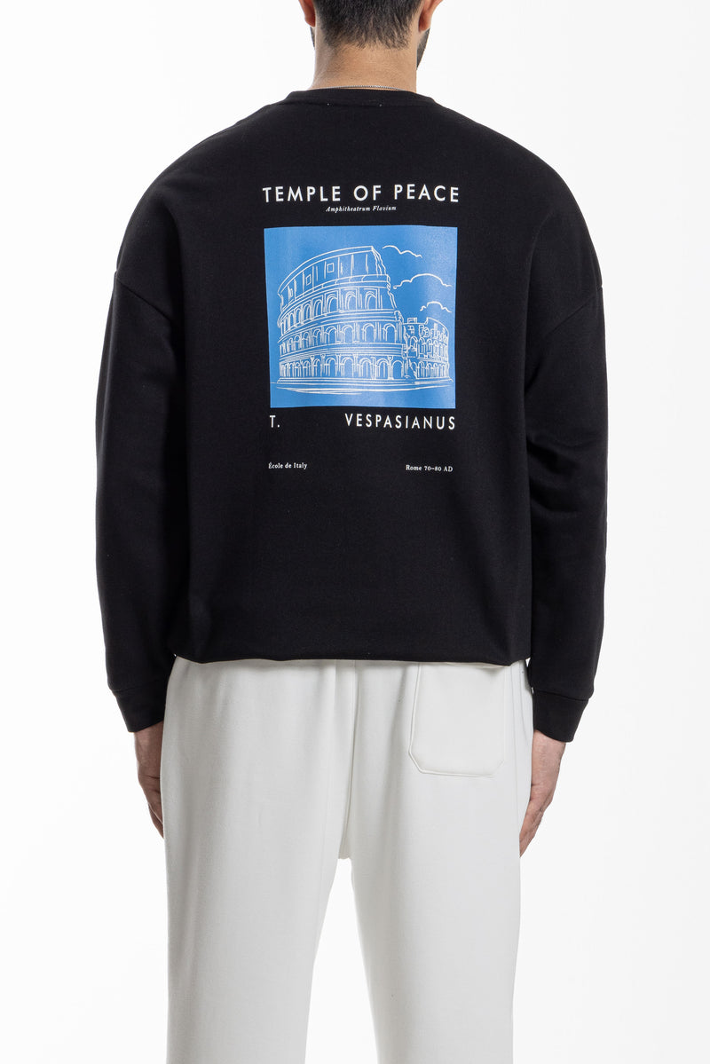 CONTRAST PRINTED TERRY SWEATSHIRT