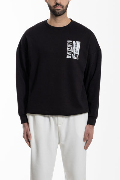 CONTRAST PRINT PLUSH SWEATSHIRT
