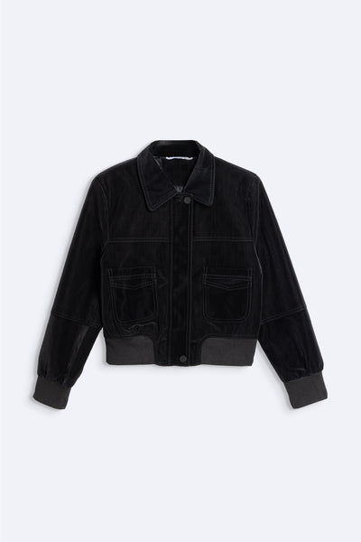 TEXTURED CROP LEATHER JACKET