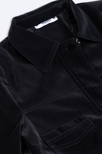 TEXTURED CROP LEATHER JACKET