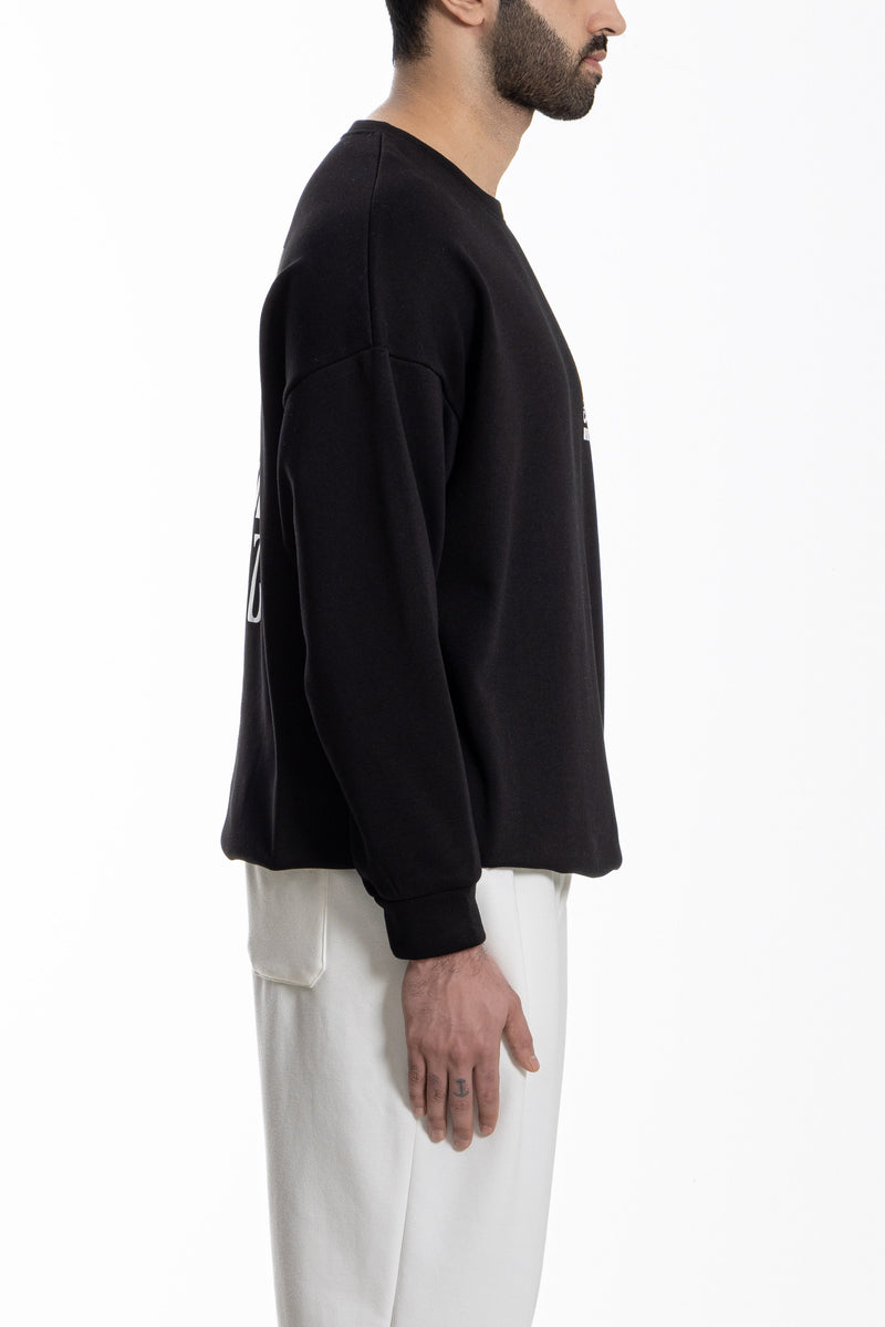 CONTRAST PRINT PLUSH SWEATSHIRT