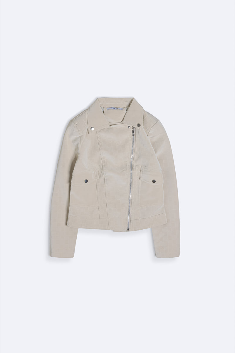 TEXTURED SUEDE CROP JACKET