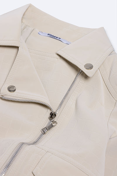TEXTURED SUEDE CROP JACKET