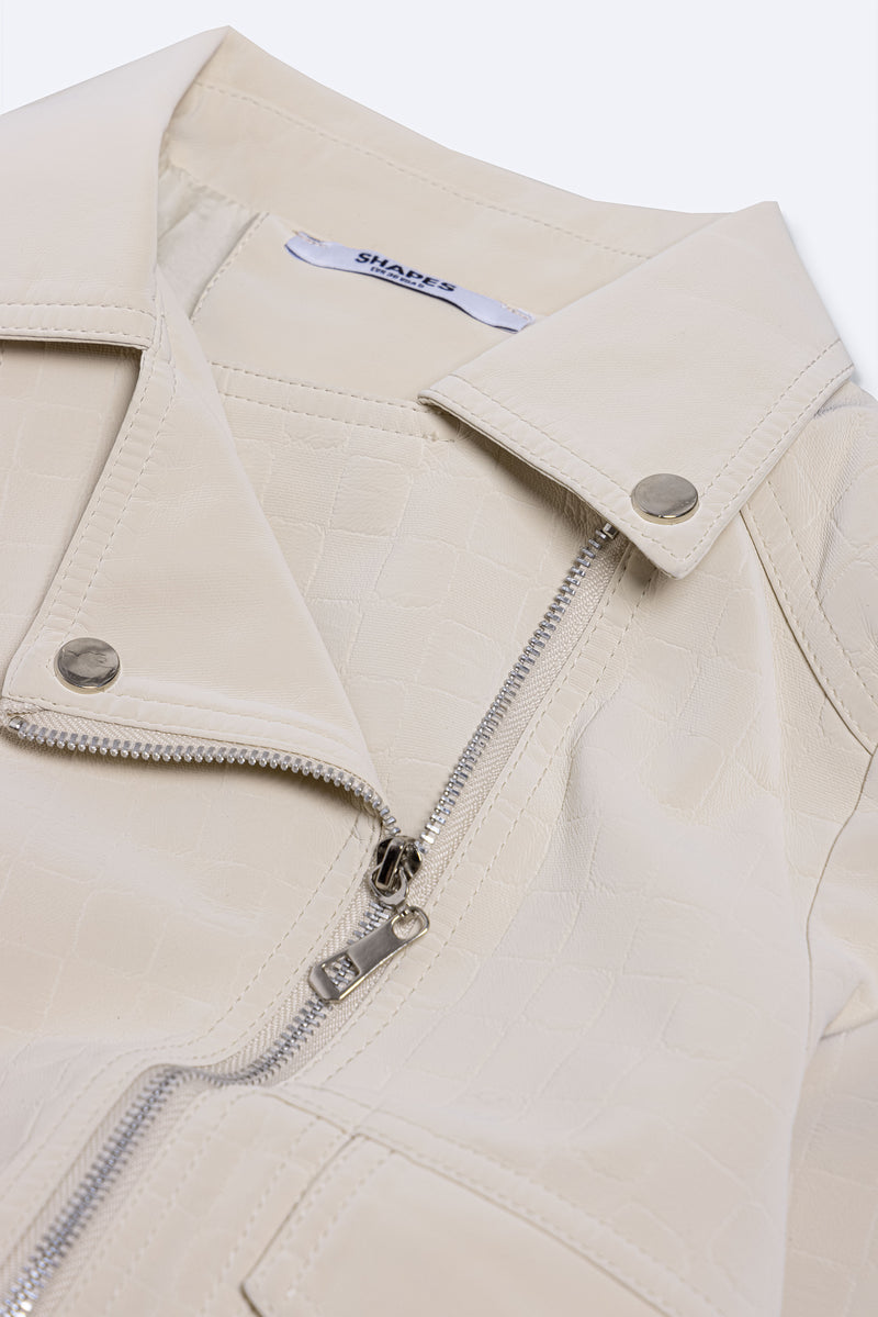 TEXTURED SUEDE CROP JACKET