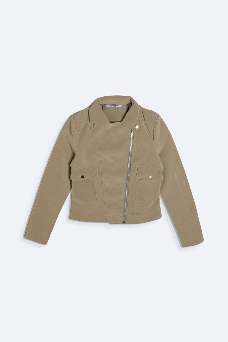TEXTURED SUEDE CROP JACKET