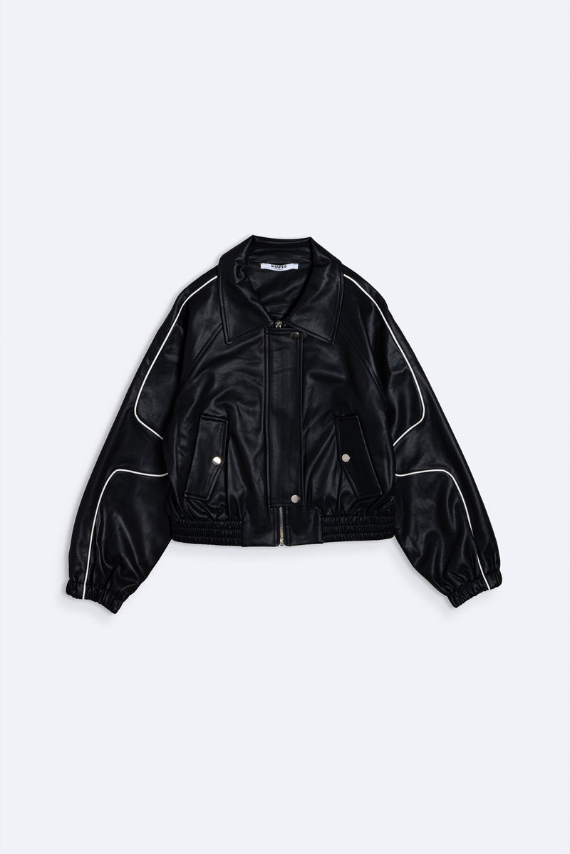 DETAILED CROP LEATHER JACKET