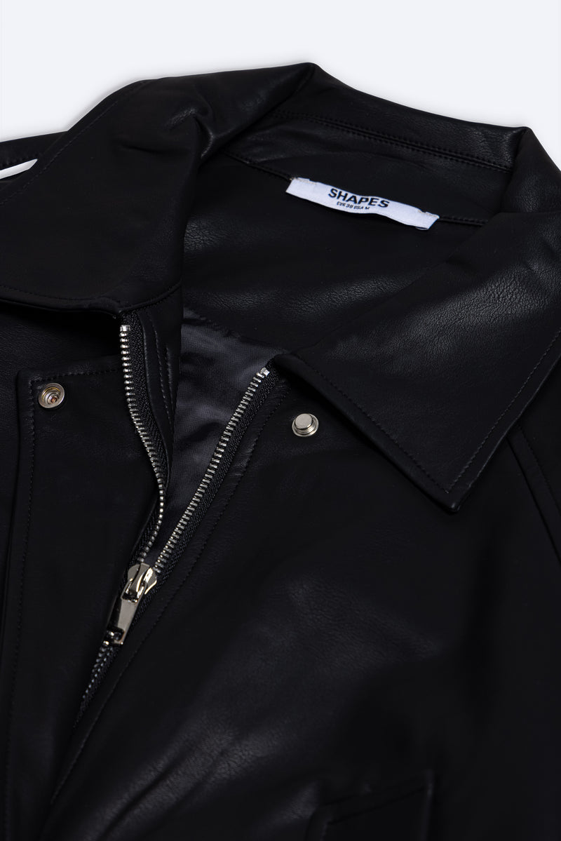 DETAILED CROP LEATHER JACKET