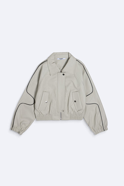 DETAILED CROP LEATHER JACKET