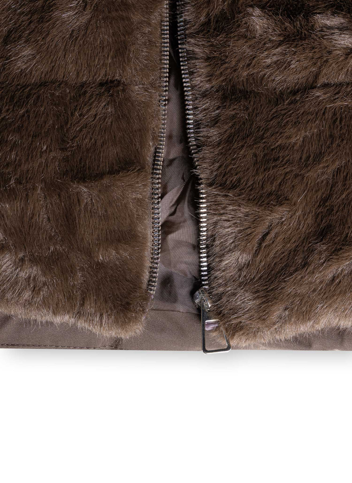FAUX FUR PANEL PUFFER
