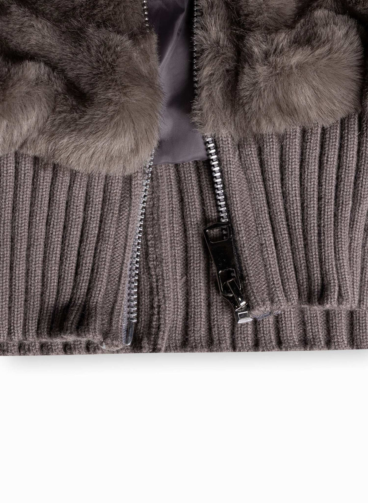FAUX FUR PANEL ZIP JACKET