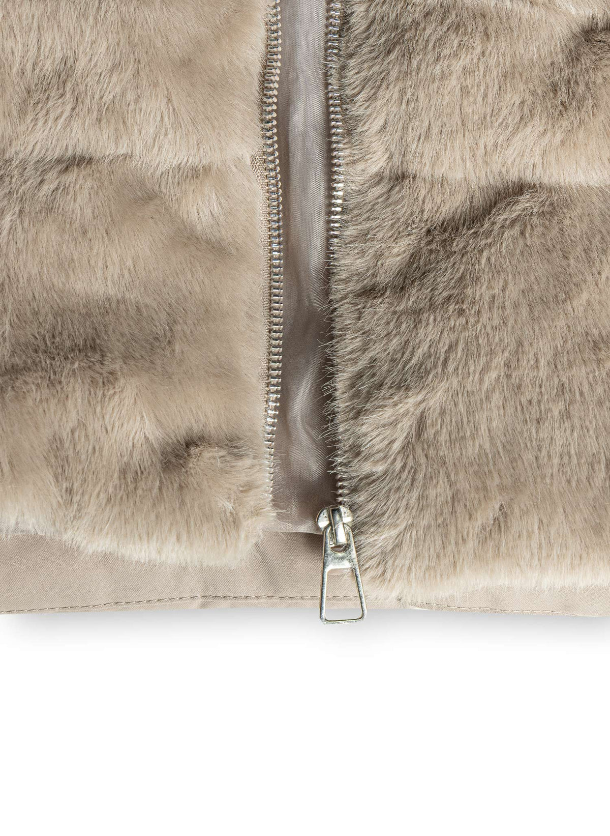 FAUX FUR PANEL PUFFER