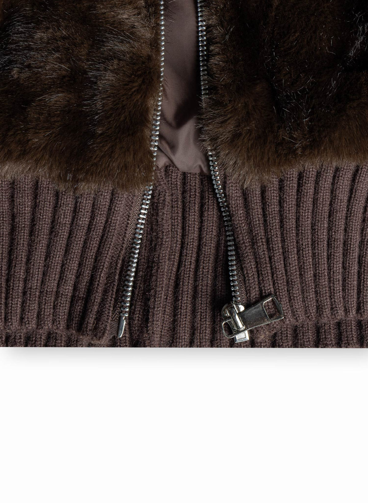 FAUX FUR PANEL ZIP JACKET