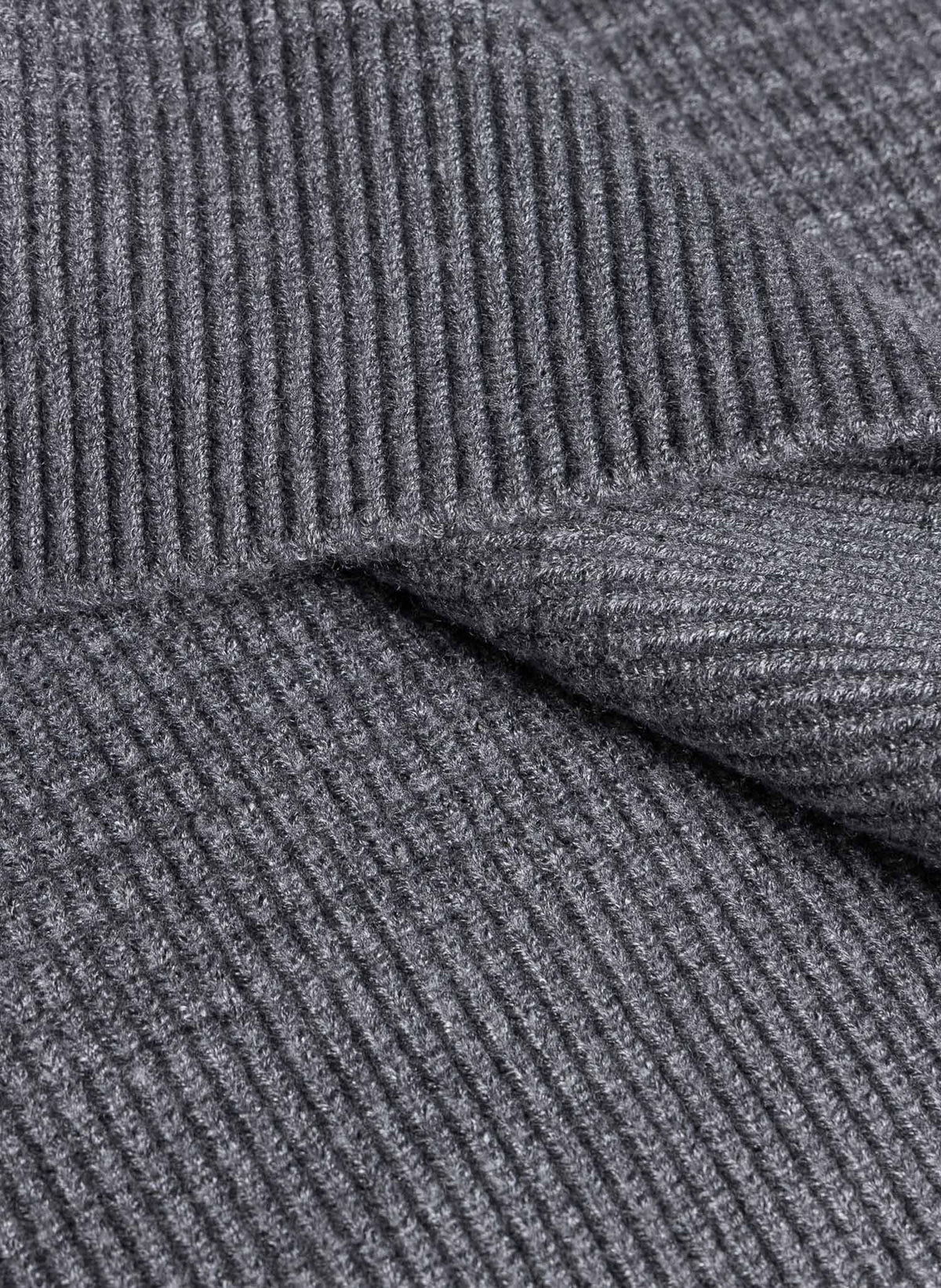 WAFFLE RIBBED QUATER ZIP SWEATER
