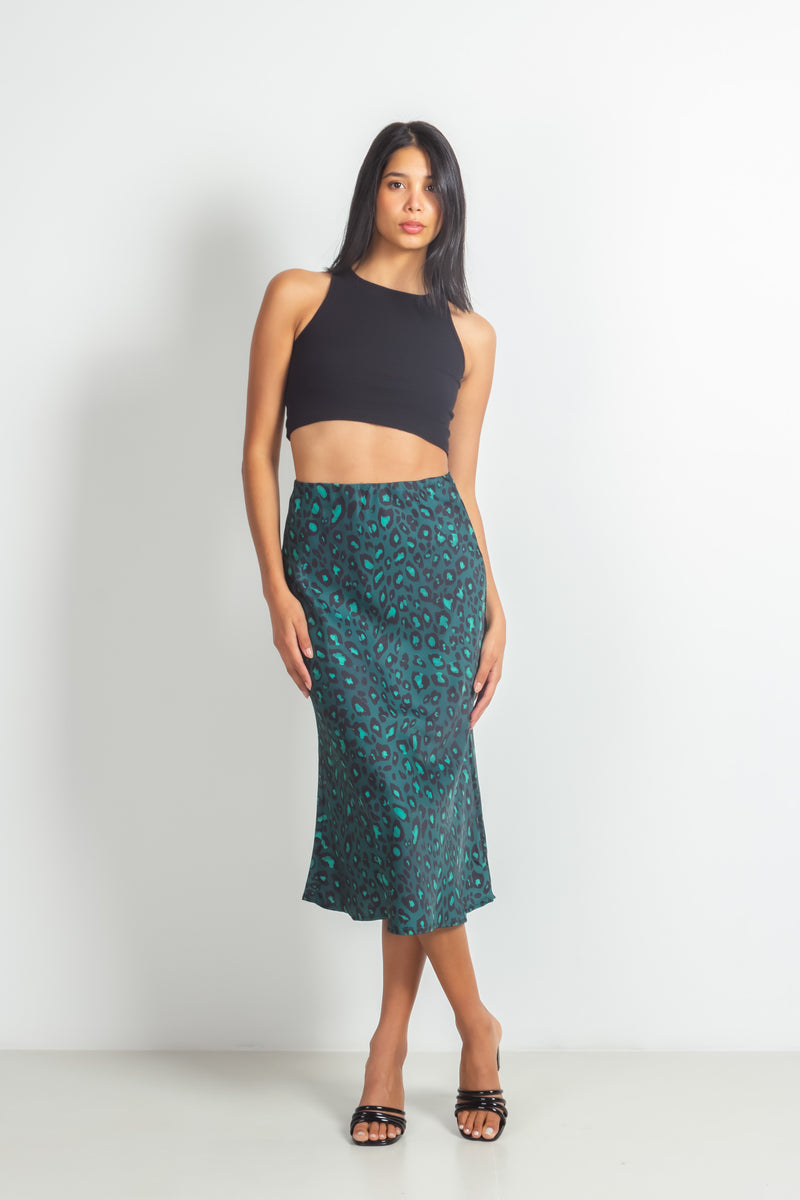 SATIN MIDI SKIRT