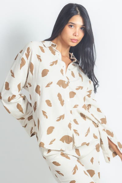 PRINTED LINEN SHIRT SET