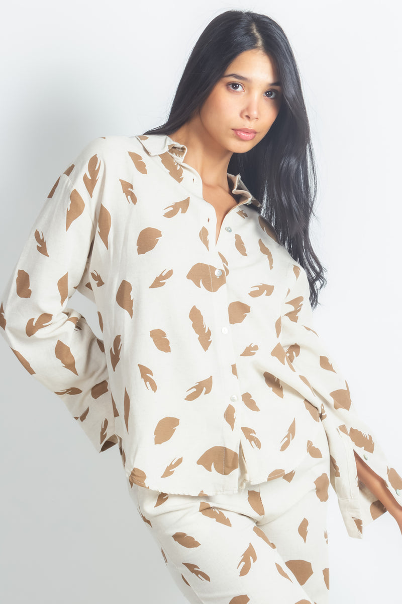 PRINTED LINEN SHIRT SET