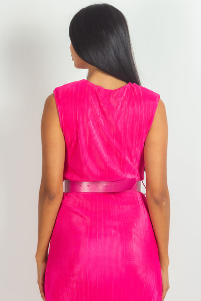 PLEATED SATIN DRESS