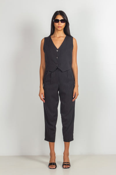 CROPPED PINSTRIPE TROUSERS