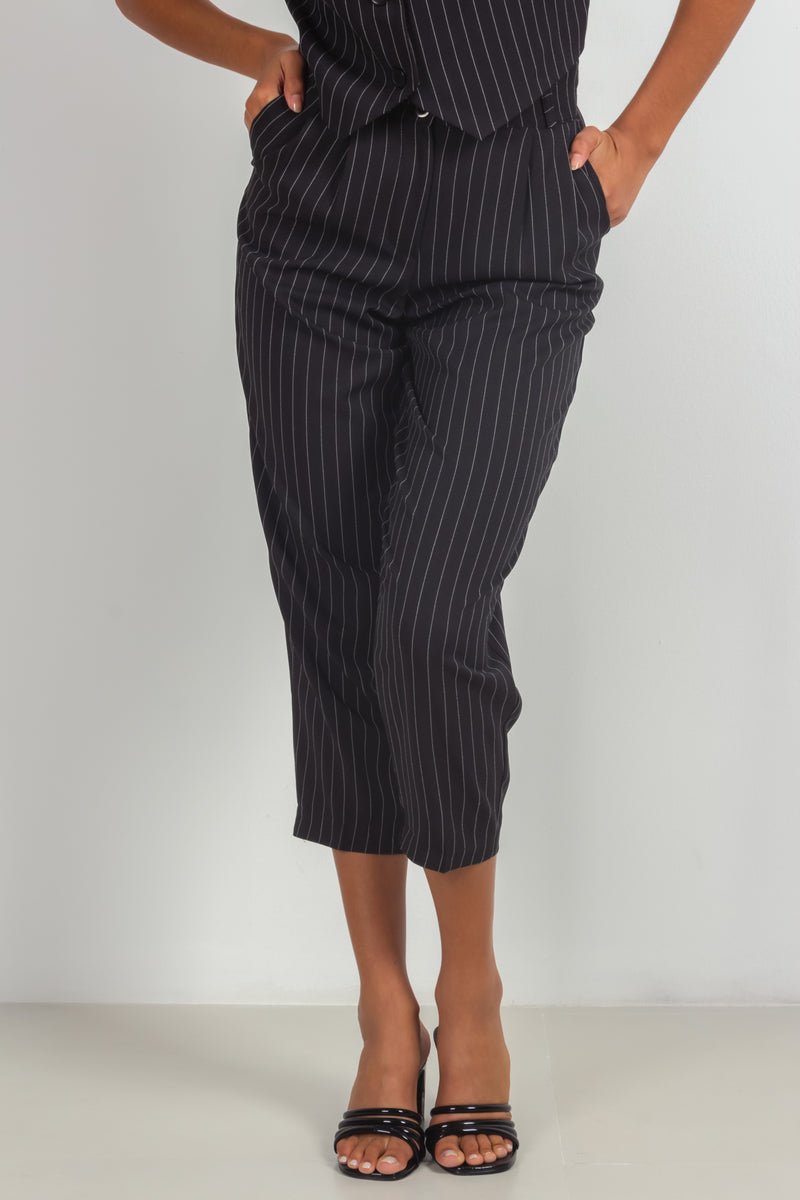 CROPPED PINSTRIPE TROUSERS