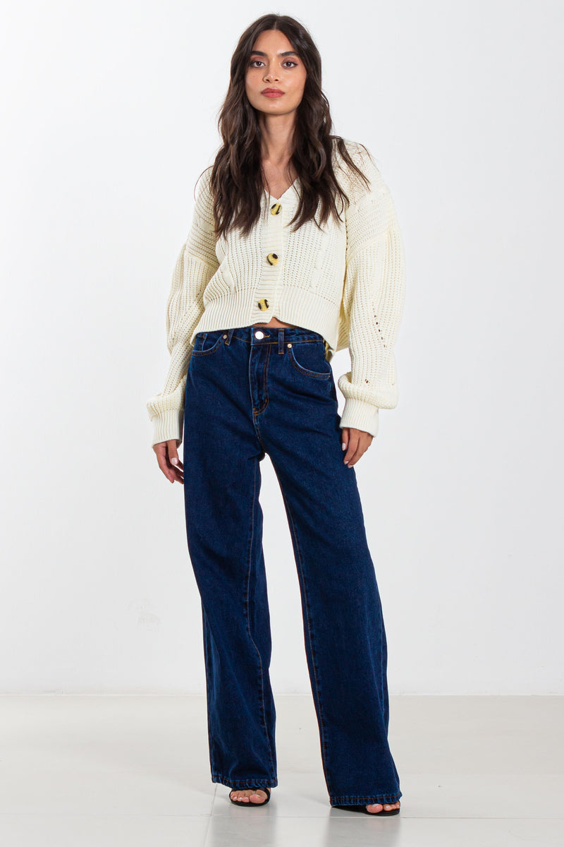 KNIT CROPPED CARDIGAN