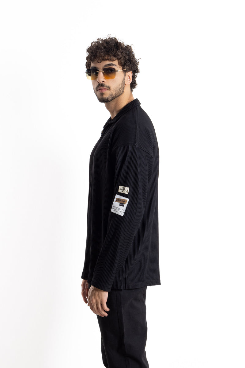 PATCHWORK LINEN BLEND OVERSIZED SHIRT