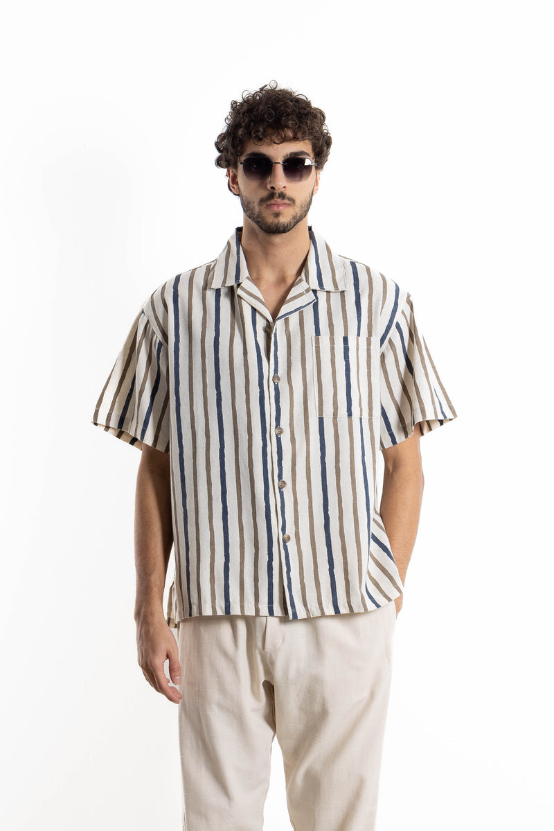 LINEN BLEND STRIPED SHIRT