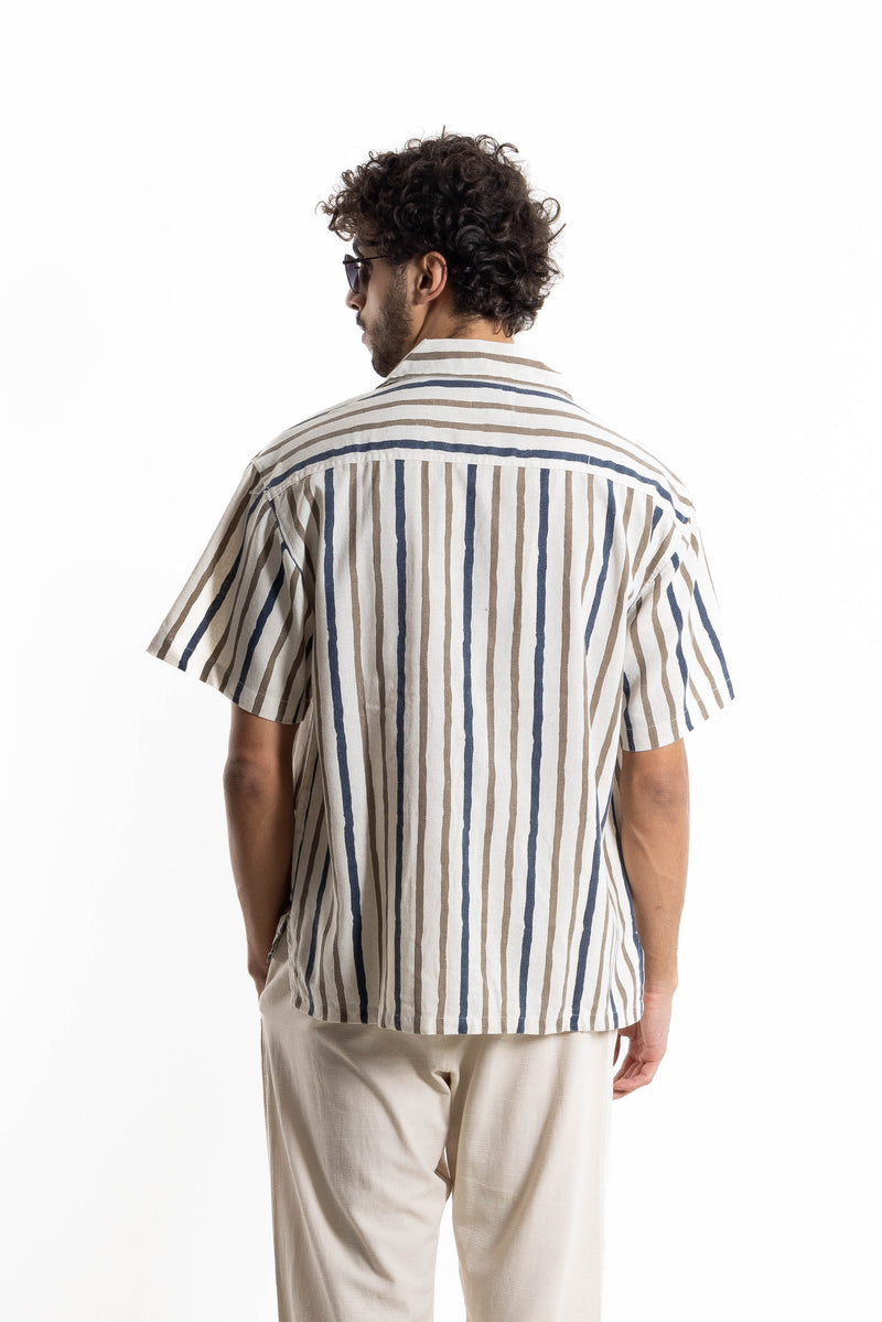 LINEN BLEND STRIPED SHIRT