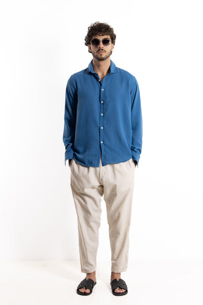 TEXTURED LINEN BLEND SHIRT