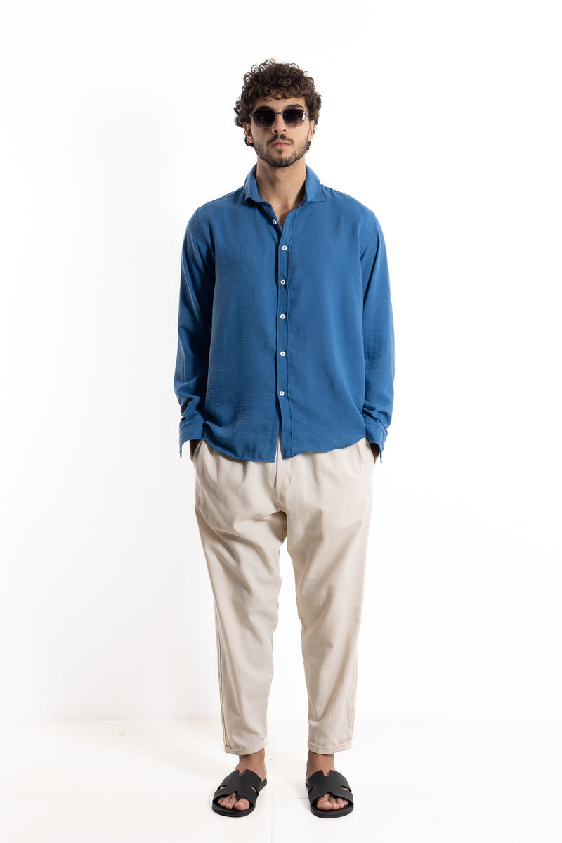 TEXTURED LINEN BLEND SHIRT