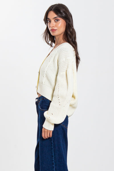 KNIT CROPPED CARDIGAN