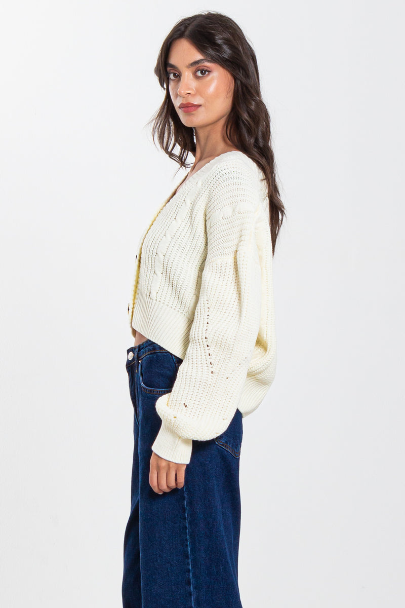 KNIT CROPPED CARDIGAN