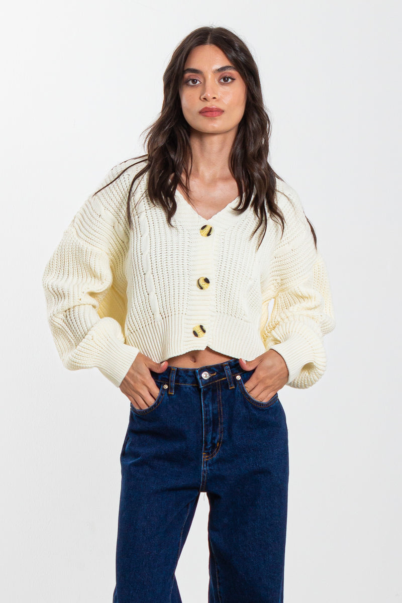 KNIT CROPPED CARDIGAN