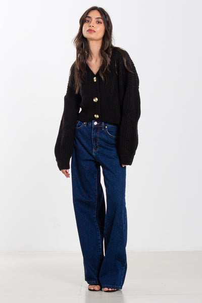 KNIT CROPPED CARDIGAN