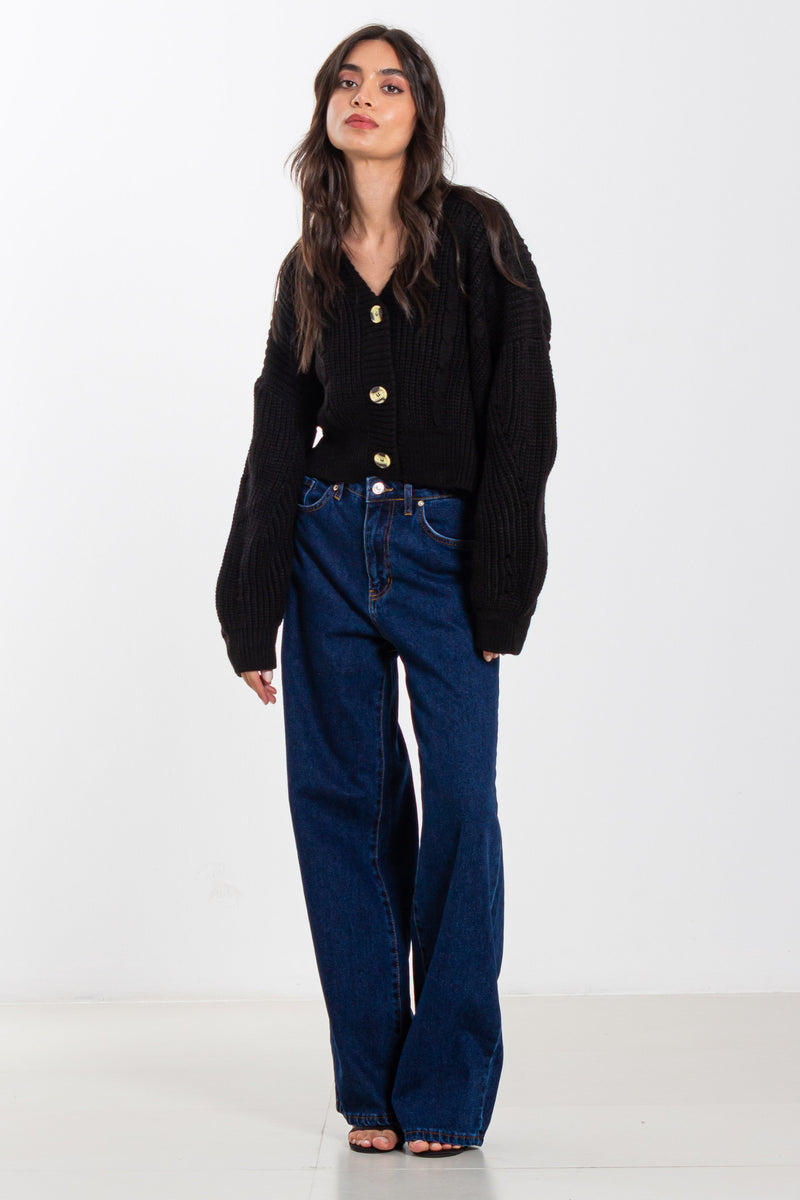KNIT CROPPED CARDIGAN