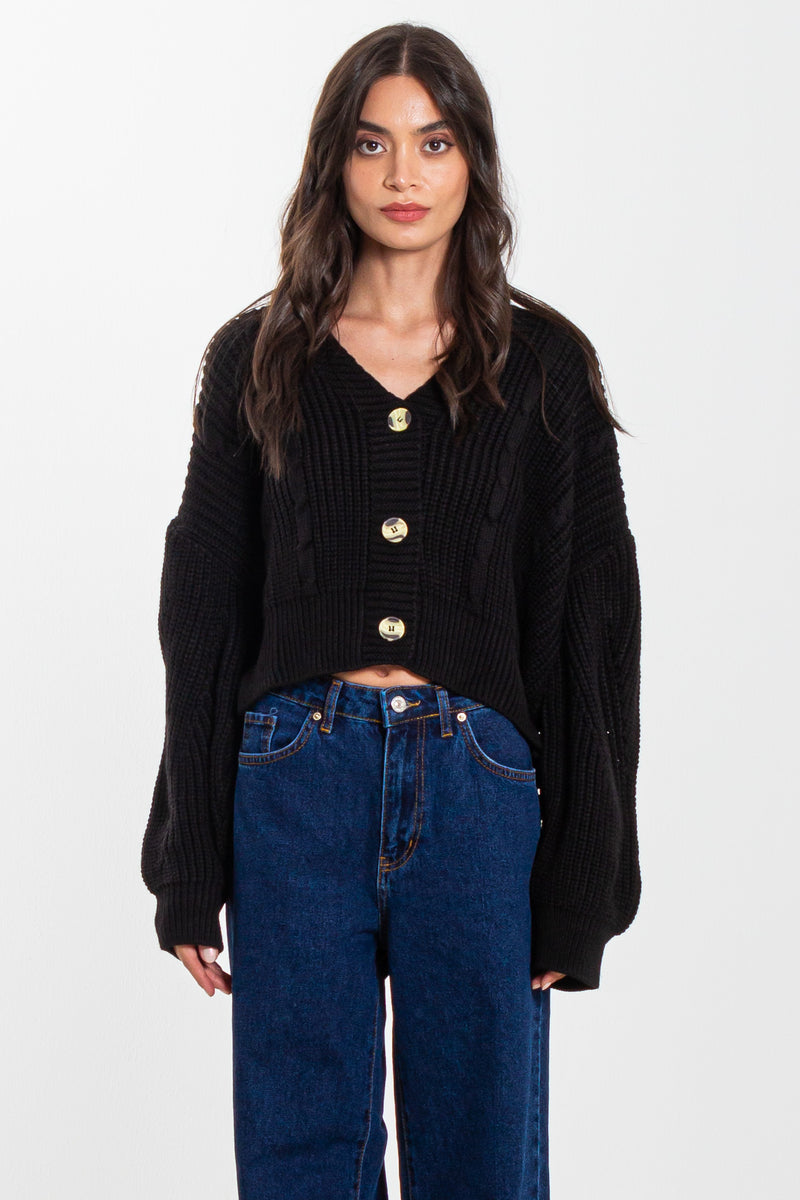 KNIT CROPPED CARDIGAN