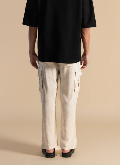 COMFORT LINEN CARGO TROUSERS