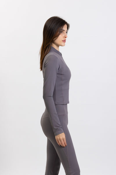 SOFT SCULPT ZIP-UP CROP TOP