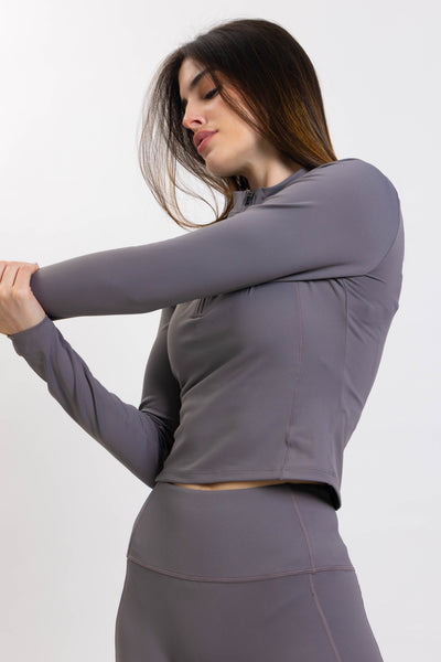 SOFT SCULPT ZIP-UP CROP TOP